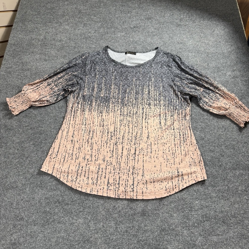 Fantaslook Women's 3/4 Sleeve Ombre Blouse XLGray Pink Gradient Boho Chic Top